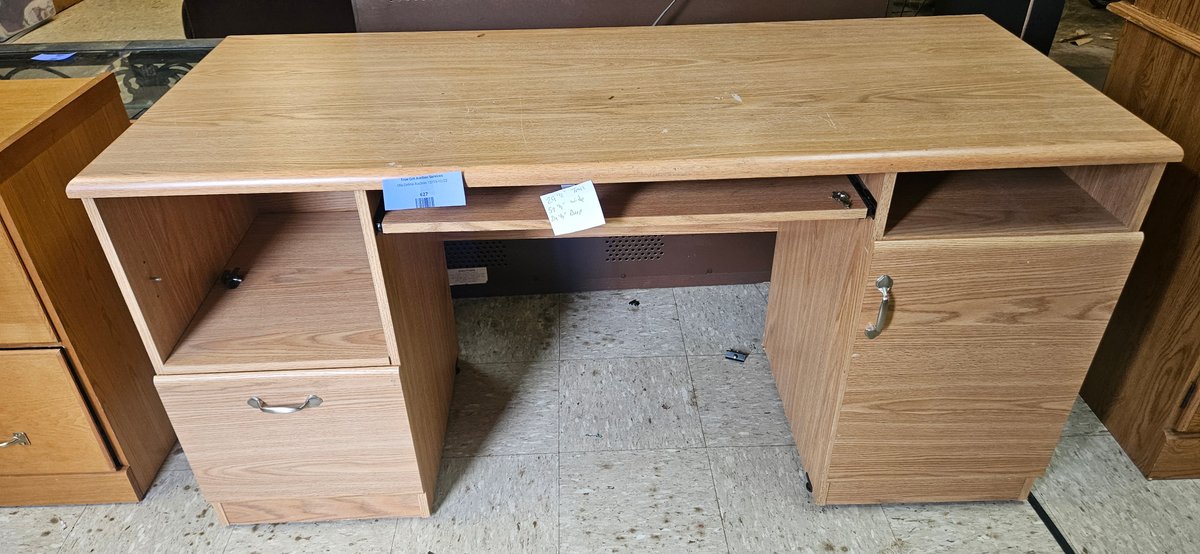 Oak-Finish Laminate Computer Desk