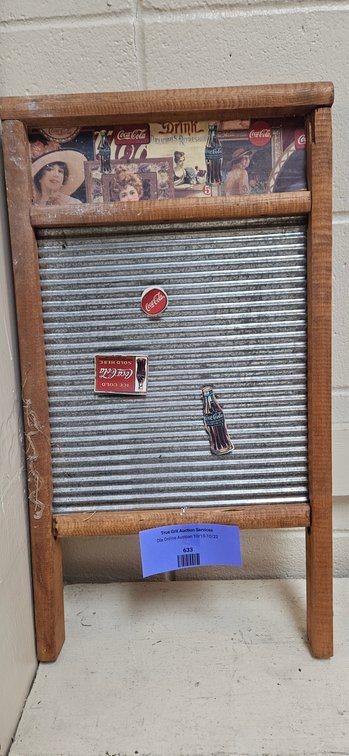 Coca-Cola Wood-Frame Corrugated Metal Washboard