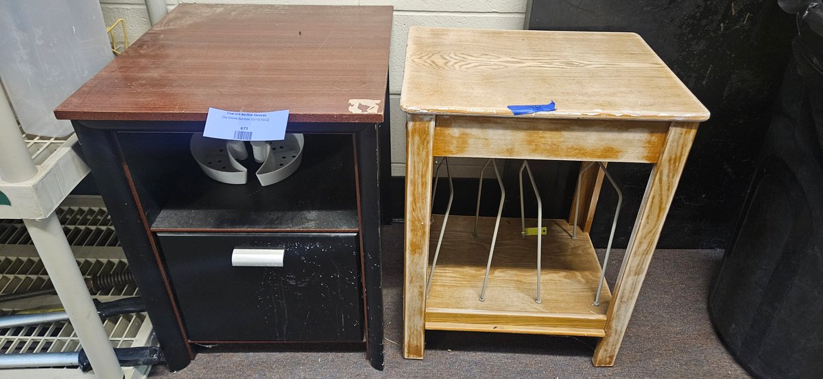 Two Side Tables with Drawer and Wire Rack Dividers