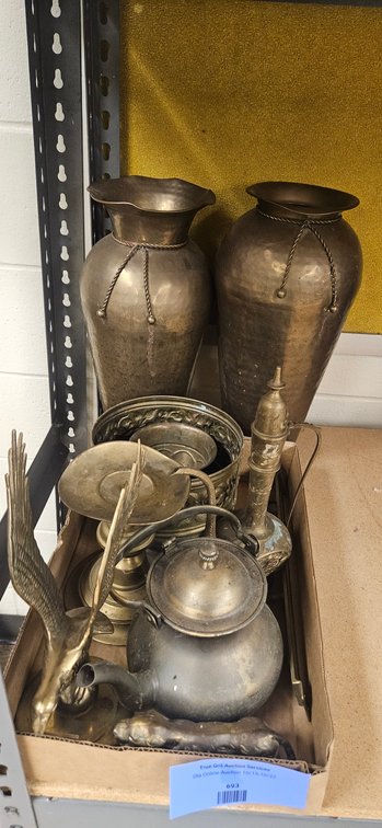 Brass and Metal Vases, Tea Kettle, Ewer, and Tabletop Decor