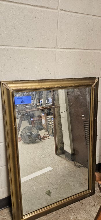 Rectangular Wall Mirror with Gold-Painted Frame