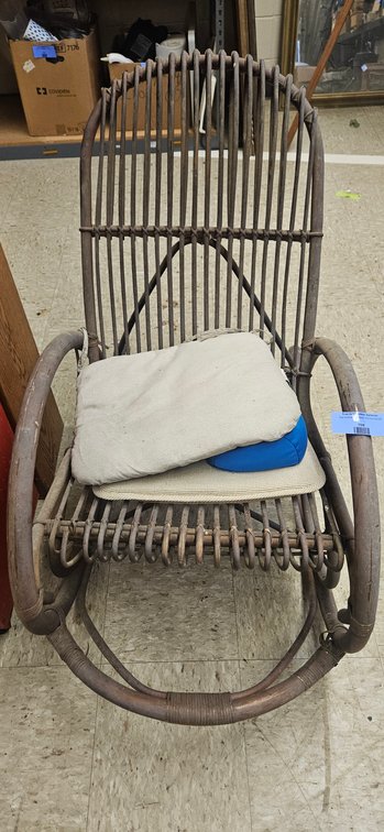 Bentwood Rattan Rocking Chair with Cushions