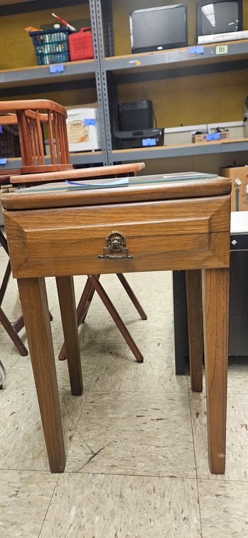Wooden Single-Drawer Side Table with Glass Top