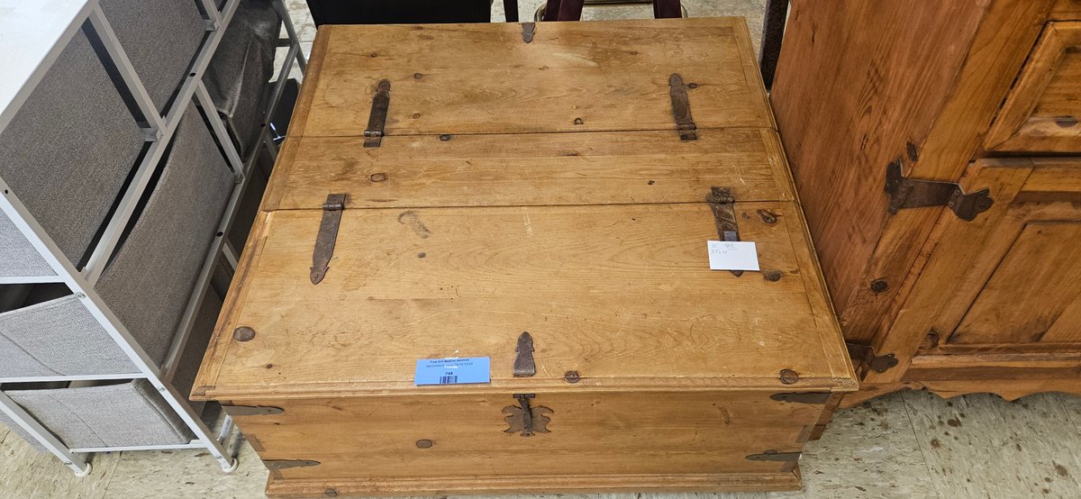 Rustic Wooden Storage Chest with Iron Hardware