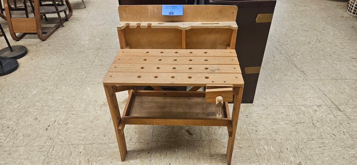Wooden Toy Workbench with Vise and Tool Rack