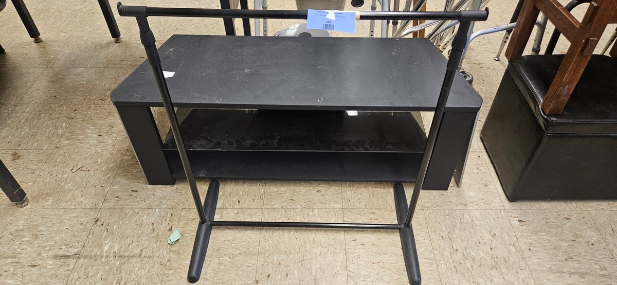 Adjustable Garment Rack and Black TV Stand