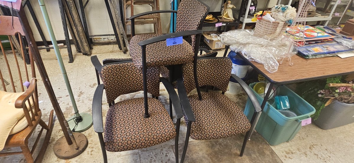 Stacking Office Armchairs with Geometric Pattern