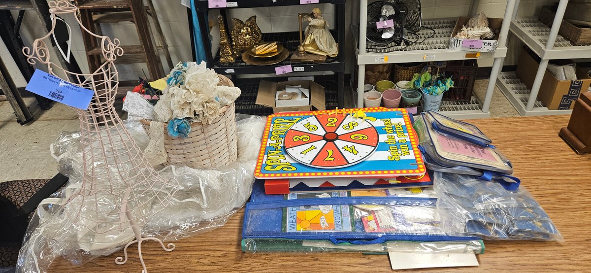 Wire Dress Form, Spin-A-Prize Game, Ribbon Basket, and More
