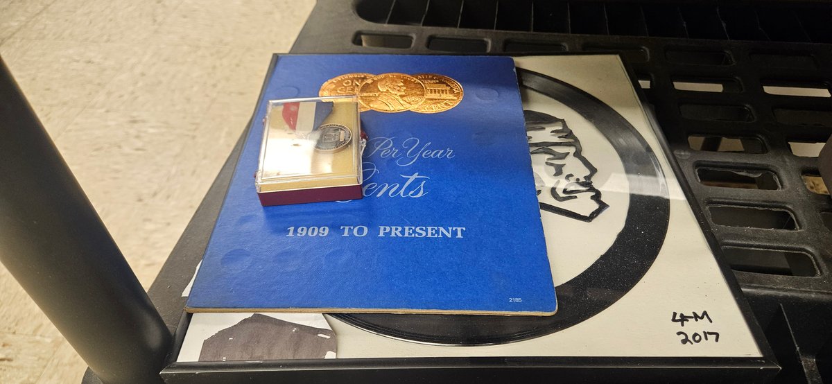 Lincoln Cent Album, Boxed Medal, and Framed Record Art