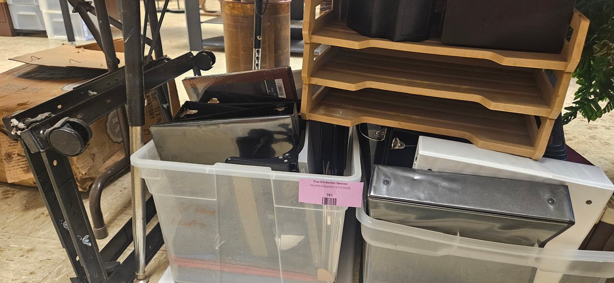 Three-Ring Binders, Desk Trays, and Plastic Storage Totes