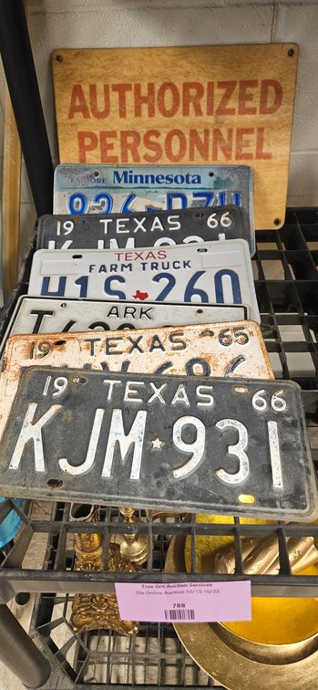 Metal License Plates and Authorized Personnel Sign