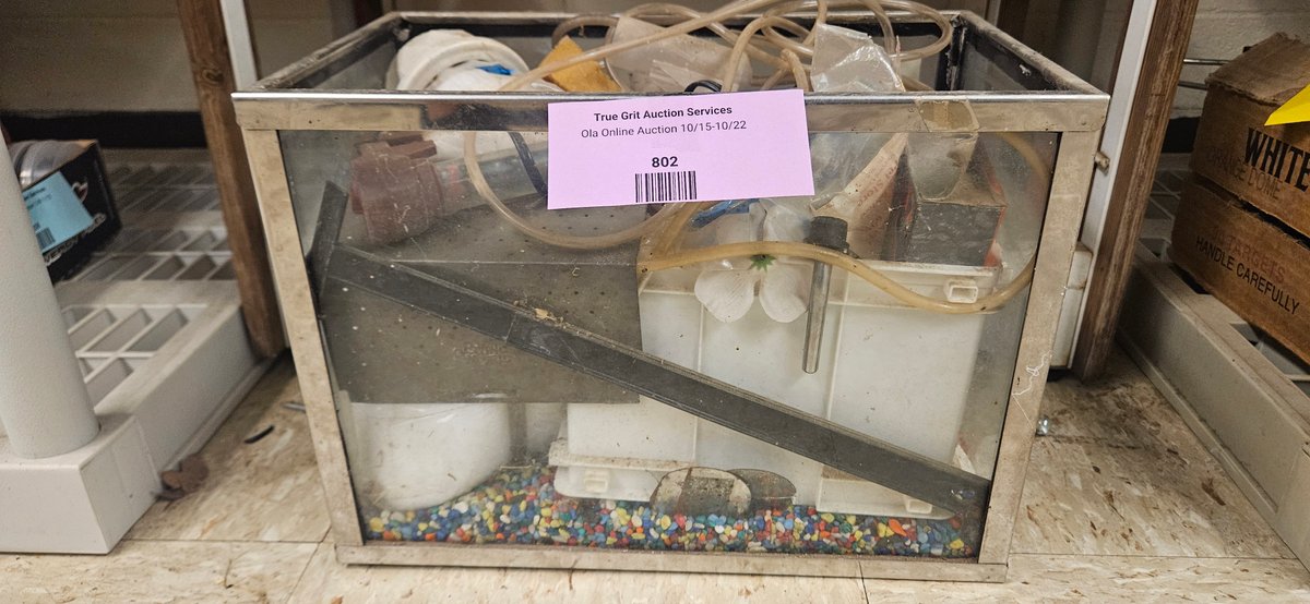 Metal-Framed Glass Aquarium and Accessories