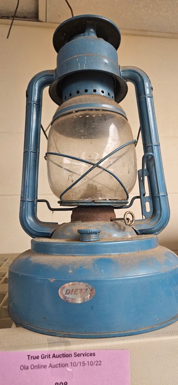 Dietz Blue Painted Metal Kerosene Hurricane Lantern