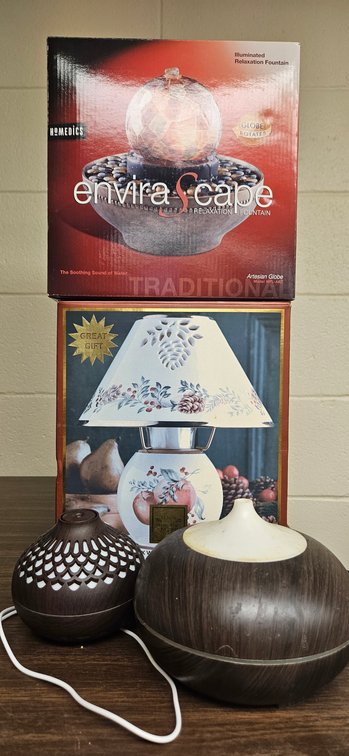 Relaxation Fountain, Holiday Lamp, and Aroma Diffusers