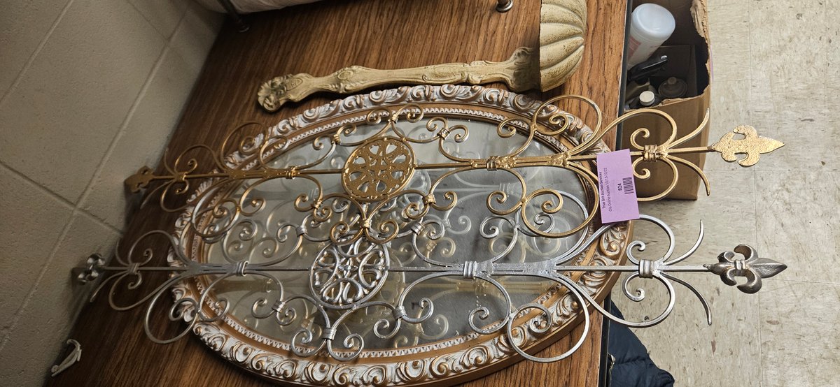 Oval Wall Mirror, Metal Wall Accents, and Sconce Bracket
