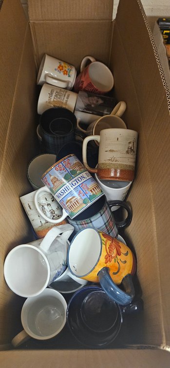 Ceramic Souvenir, Floral, and Plaid Coffee Mugs