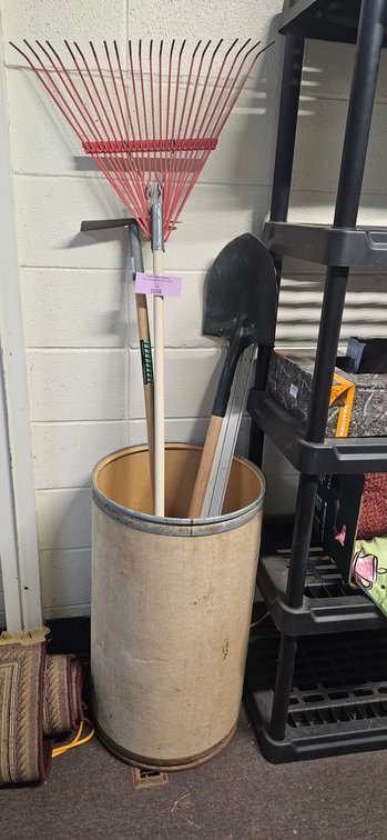 Yard Tools, Aluminum Straightedge, and Fiber Drum