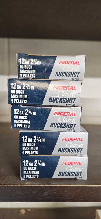 (5) Federal Classic 12 Gauge 2 3/4 In Buckshot Ammunition Boxes