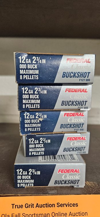 (5) Federal Classic 12 Gauge Buckshot Ammunition