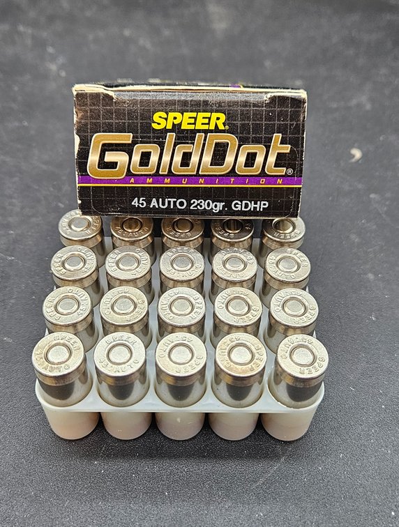 Speer Gold Dot 45 Auto 230gr. GDHP Ammunition, 20 Rounds