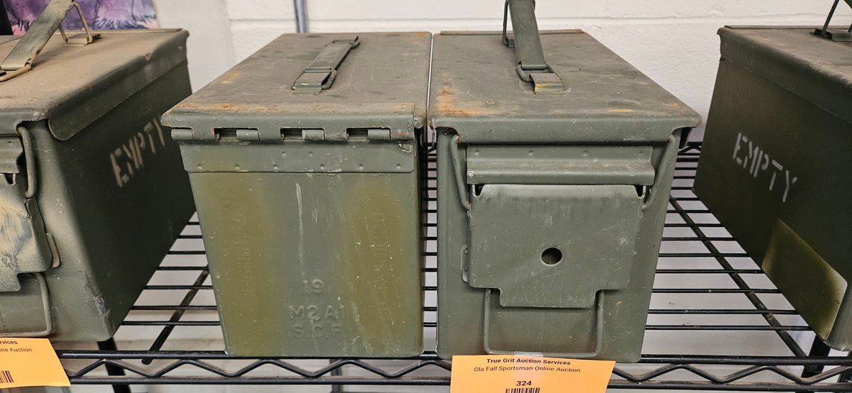 2 M2A1 Olive Drab Metal Ammunition Cans