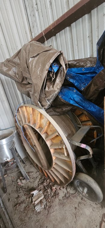 Industrial Cable Reel with Hand Truck and Poly Tarp