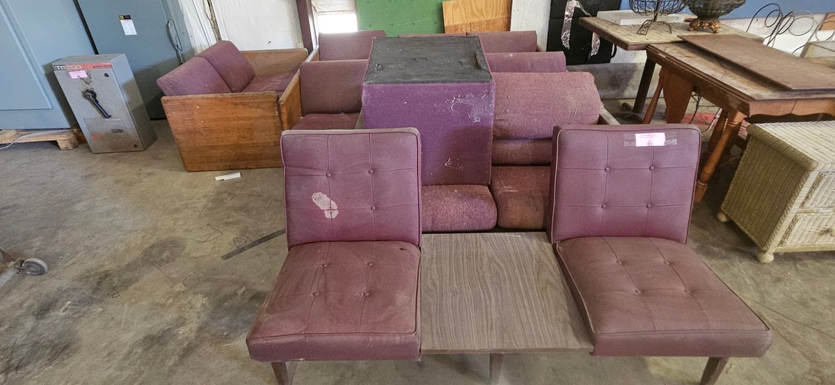 Modular Maroon Upholstered Lounge Seating and Benches