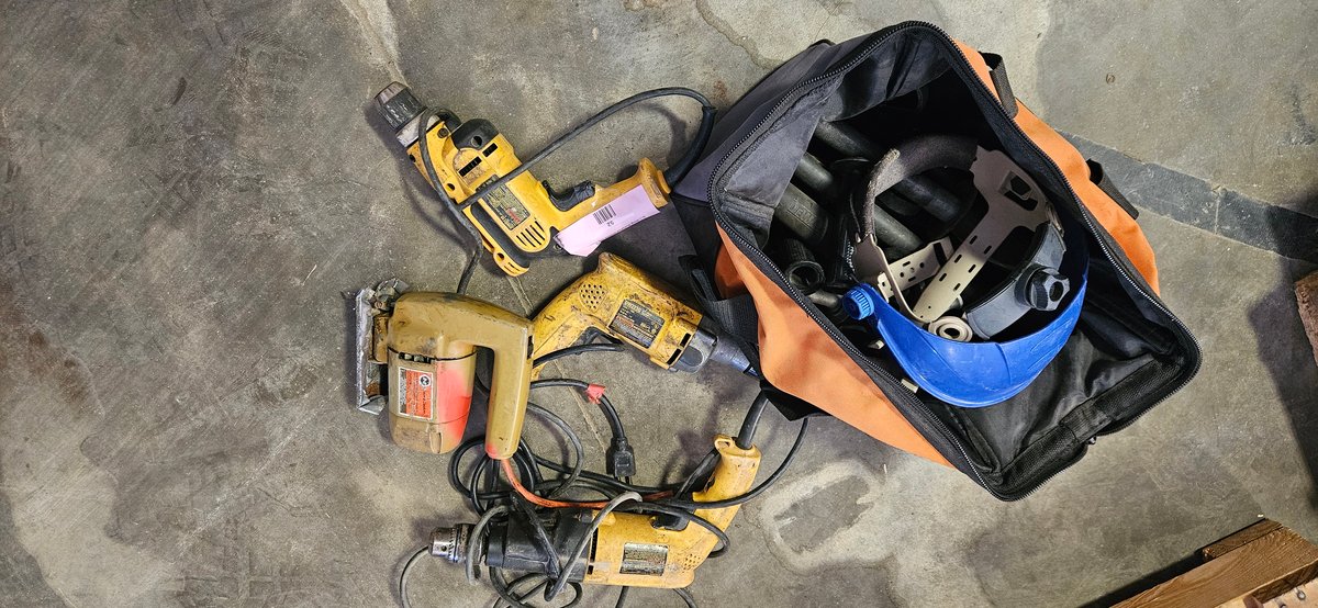 Corded Power Drills, Jig Saw, and Tool Bag with Accessories