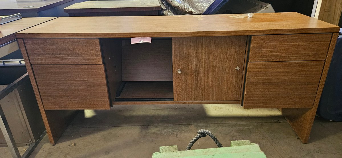 Woodgrain Laminate Office Credenza with Sliding Door