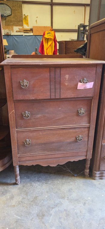 Three-Drawer Wood Chest of Drawers with Turned Legs