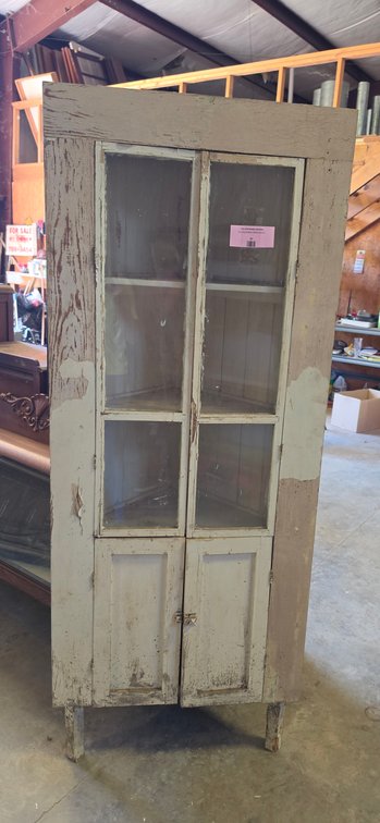 Project Wood Corner Cabinet with Glass Doors