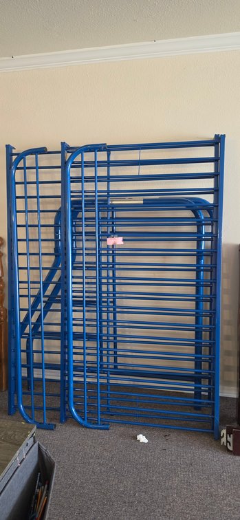 Blue Tubular Metal Bunk Bed Frame