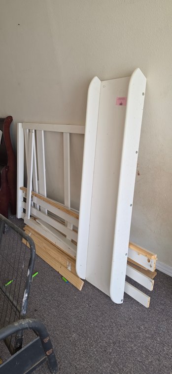 White Painted Wooden Bed Frame with Slide