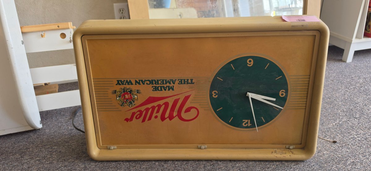 Miller Made the American Way Lighted Advertising Clock Sign