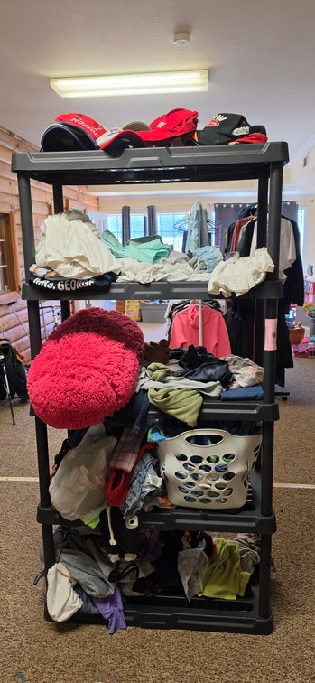 Plastic Five-Tier Shelving Unit with Caps, Clothing, and More