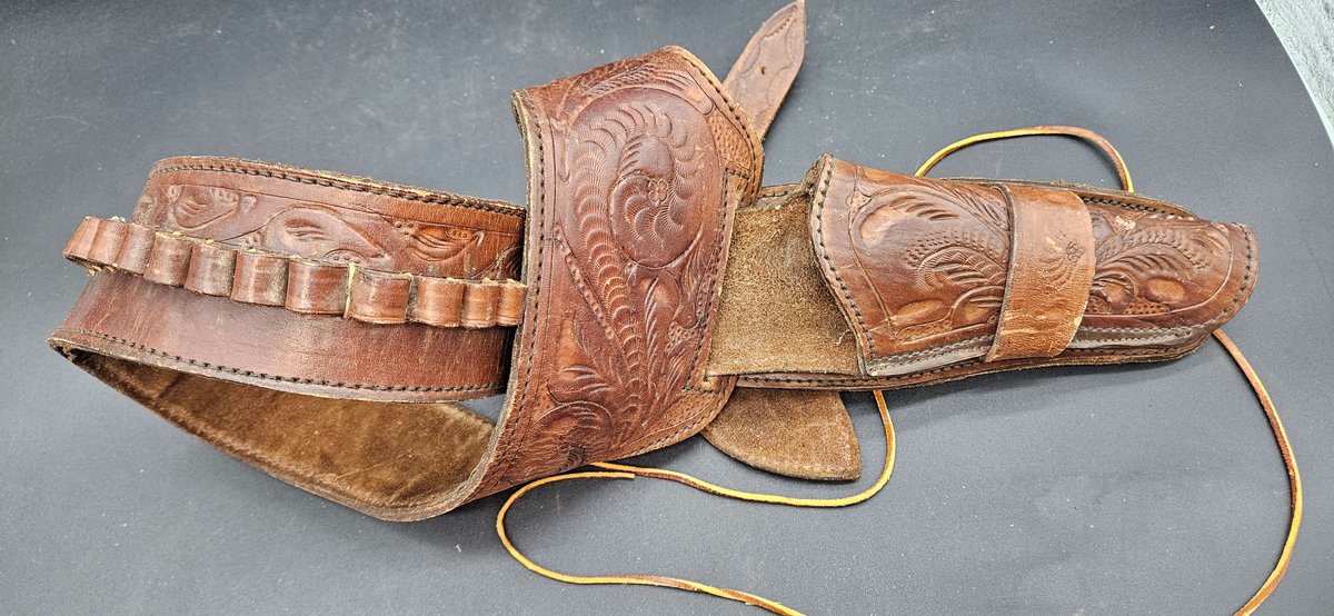 Reyes Tooled Leather Western Gun Belt and Holster Rig