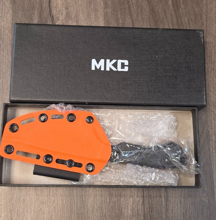 MKC Fixed Blade Knife with Orange Sheath and Box