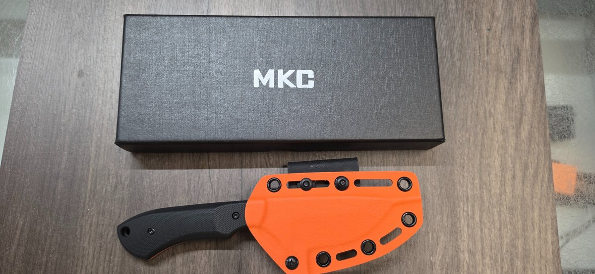 MKC Orange Coated Fixed Blade Knife with Sheath and Box