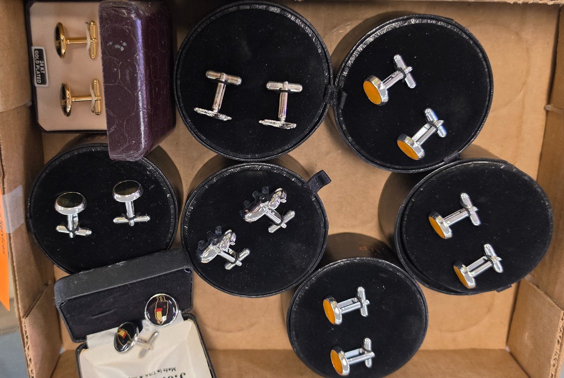 Gold-Plated and Silver-Tone Cufflinks with Display Cases