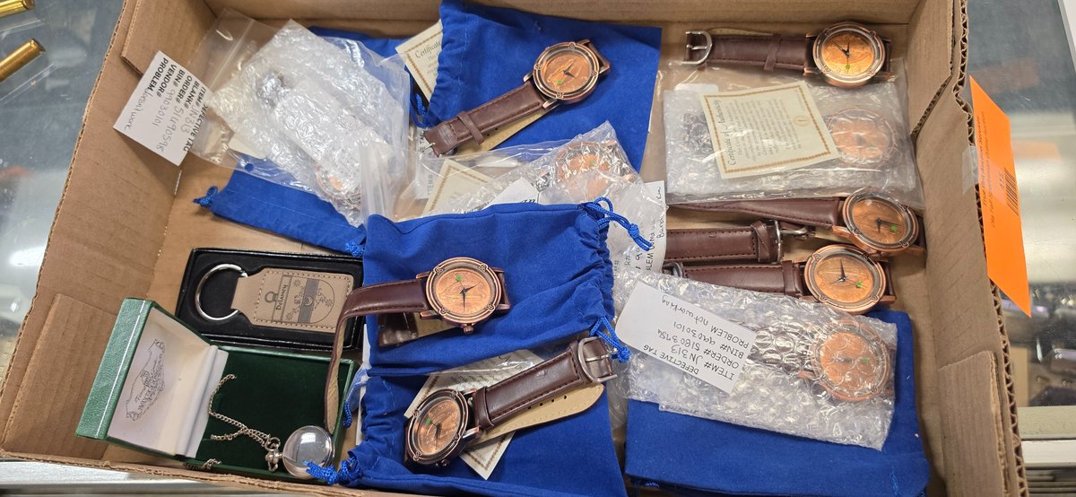 Irish Coin Wristwatches, Pocket Watch, and Delaney Keychain