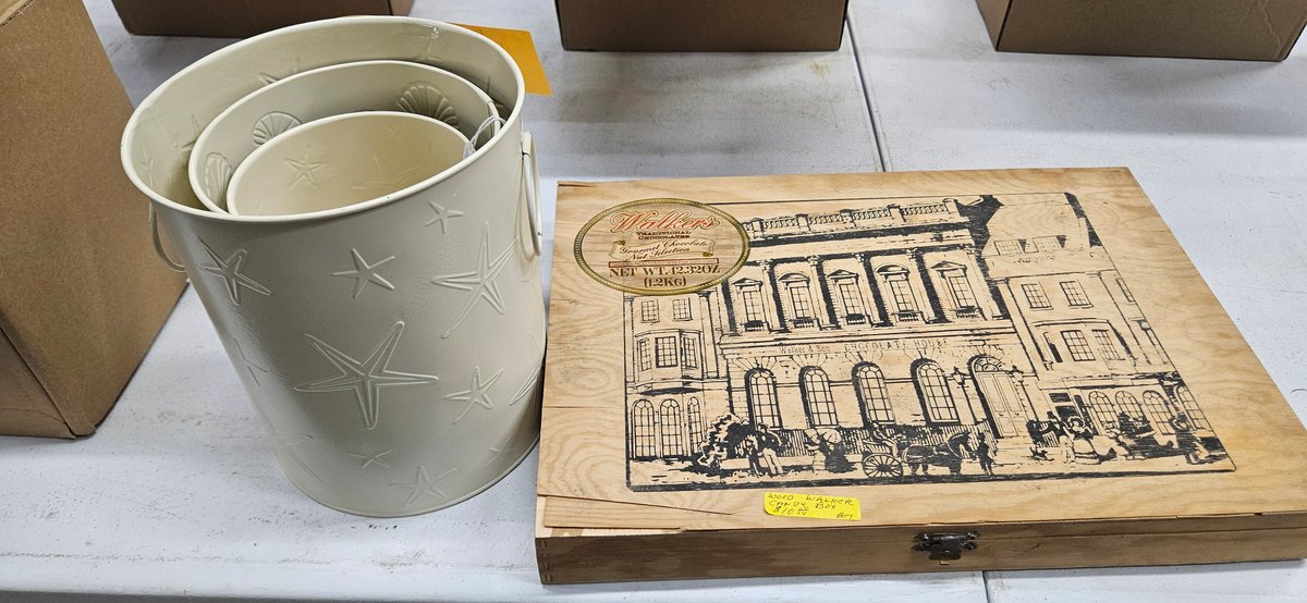 Wooden Chocolate Box and Embossed Metal Buckets