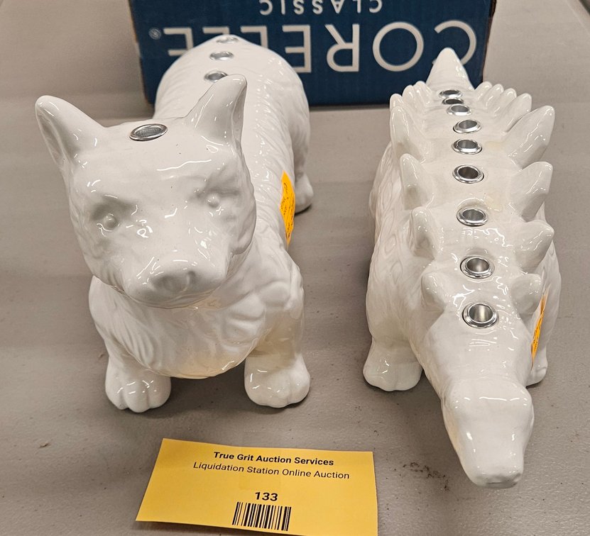 Ceramic Dog and Dinosaur Hanukkah Menorahs