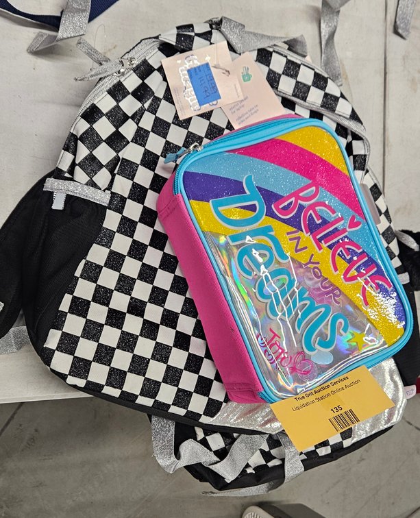 Glitter Checkerboard Backpack and Lunch Bag