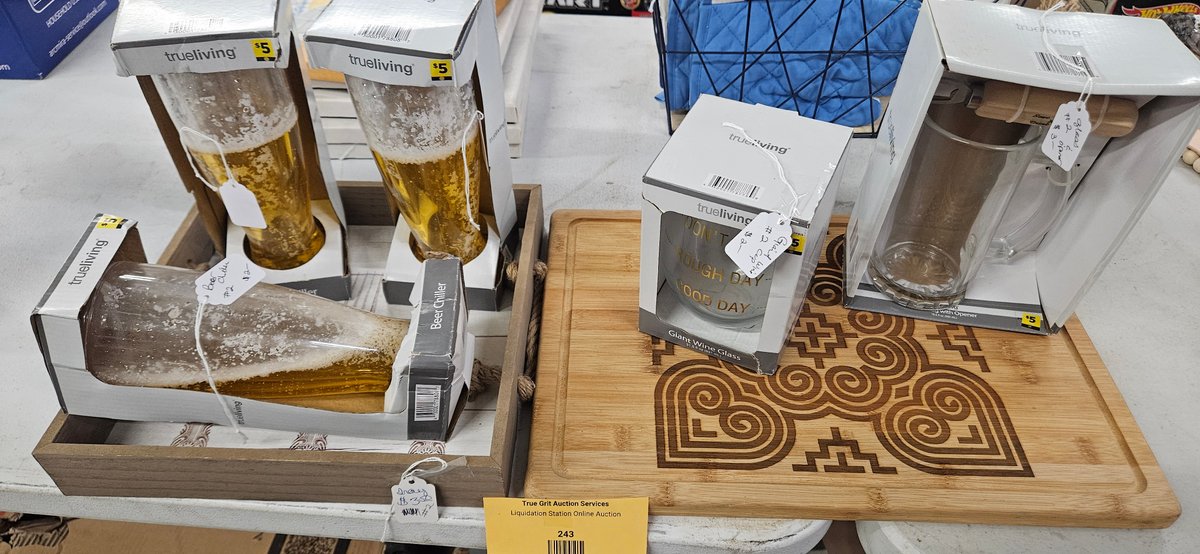 Drinkware, Wooden Tray, and Bamboo Cutting Board