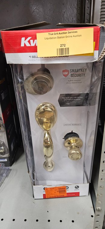 Kwikset SmartKey Polished Brass Handleset and Deadbolt Lockset