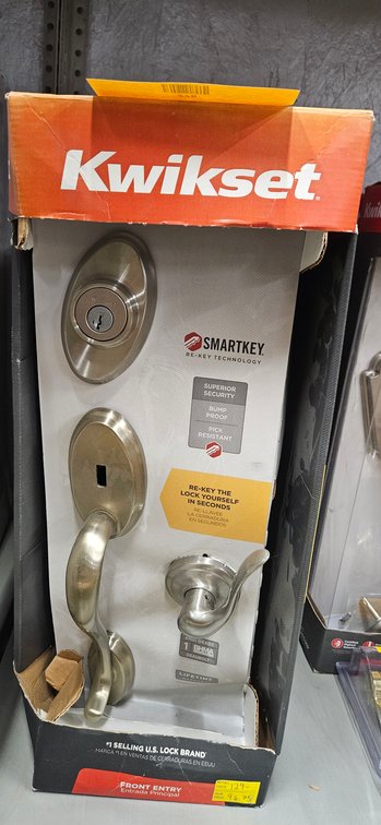 Kwikset SmartKey Satin Nickel Front Entry Handleset