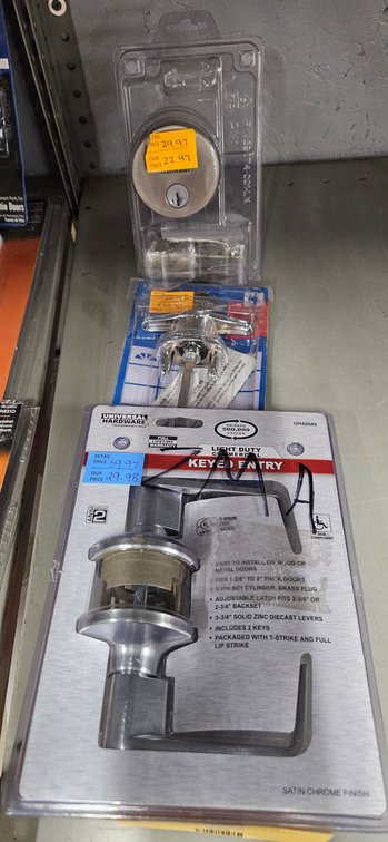 Keyed Entry Lever Lockset, T-Handle Lock, and Deadbolt