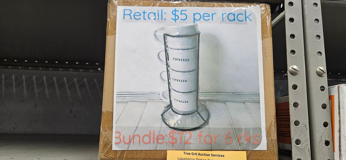 6 Stacked Ceramic Espresso Cups in Wire Racks