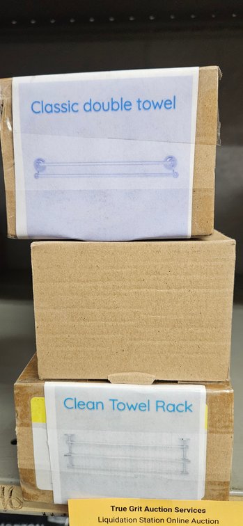 Boxed Double Towel Bars and Towel Rack
