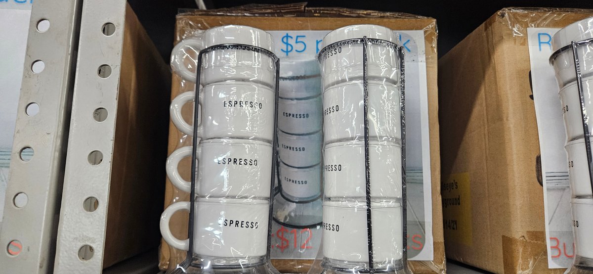 White Ceramic Espresso Cup Sets with Wire Racks